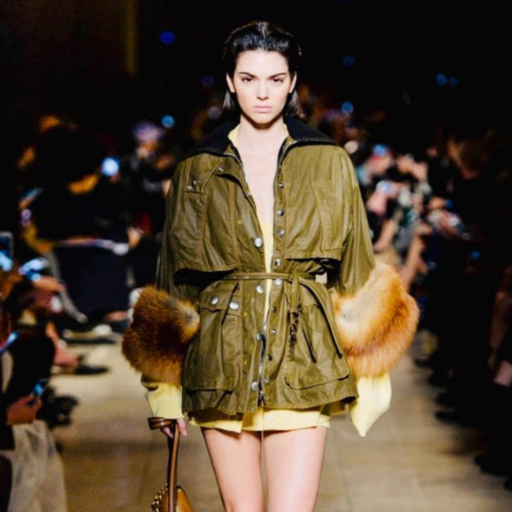 Authentic in MIU MIU Fur-cuffs coat RARE